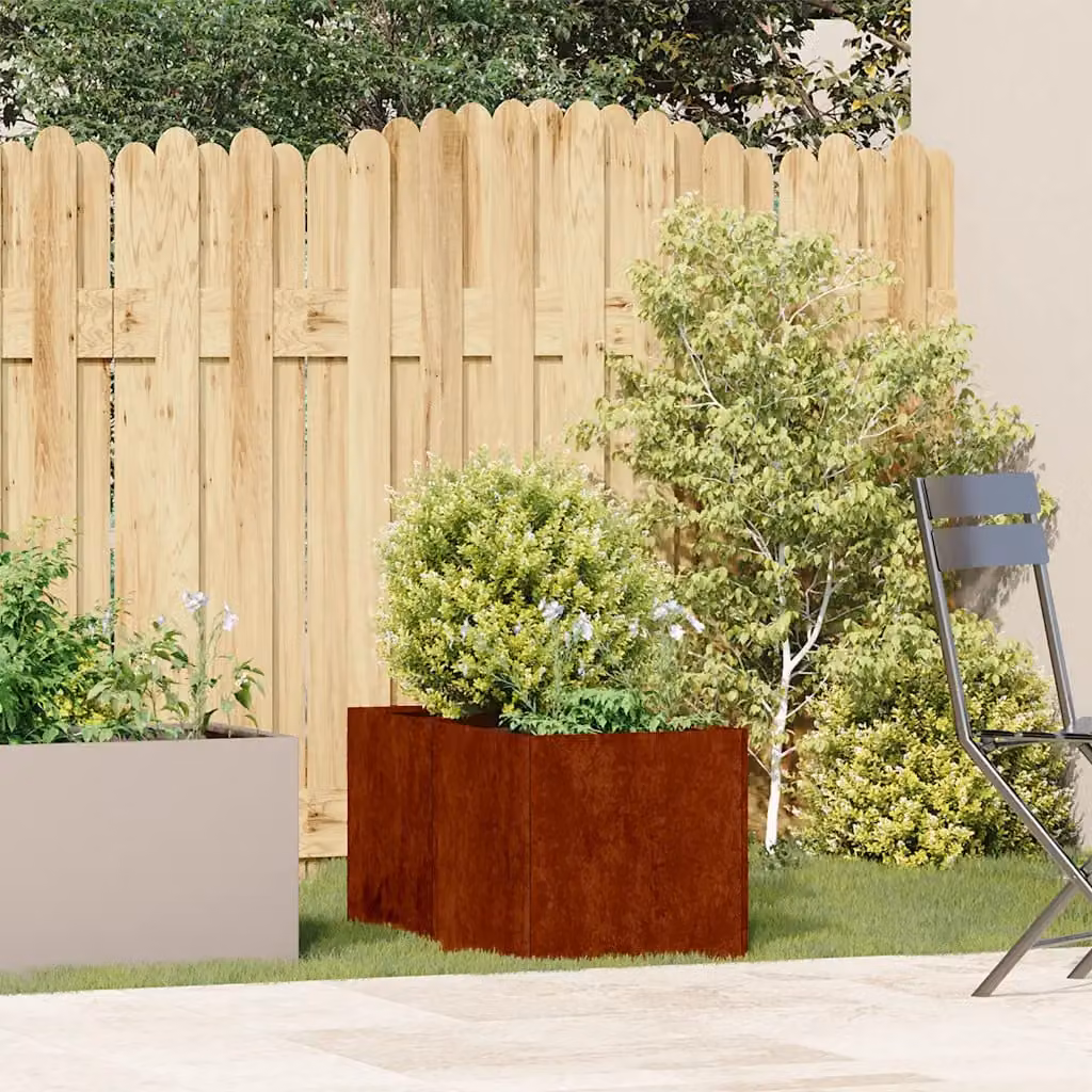 vidaXL Vaso da giardino in metallo marrone H: 80 cm, L: 40 cm, P: 40 cm