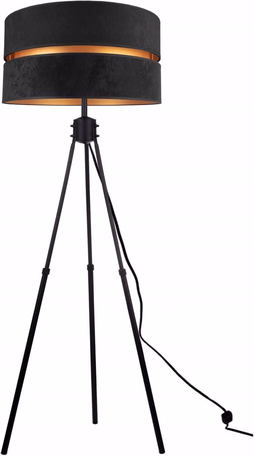 Lampada da terra soggiorno nero-oro lampada da terra treppiede design moderno E27 della serie N340 (N340-SS)