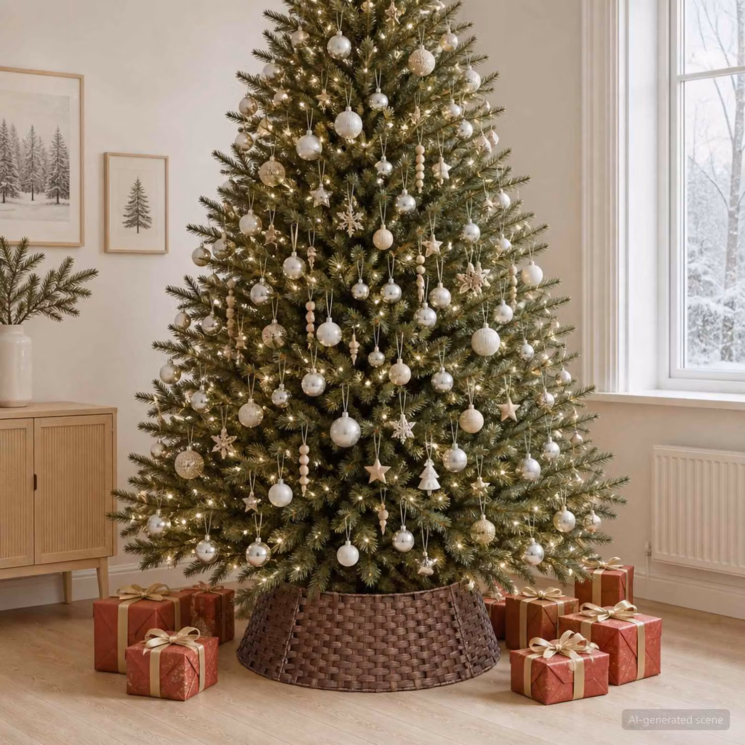 vidaXL Collare per Albero di Natale Rotondo Marrone Scuro Ø 90 x 28 cm