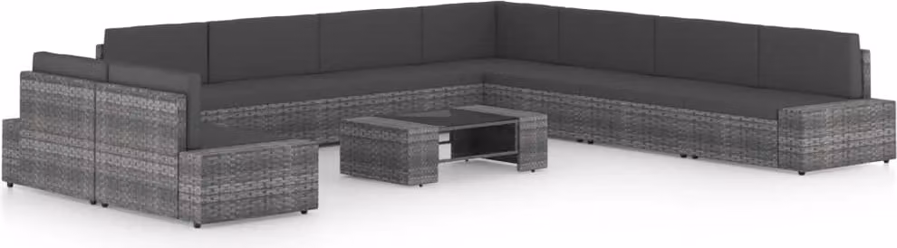 Maison Exclusive - Set da giardino 10 pezzi con cuscini Grigio Poly Rattan