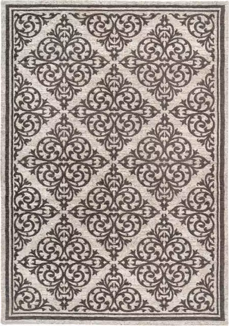 Tappeto Davis 100 in ciniglia grigio con trama orientale
