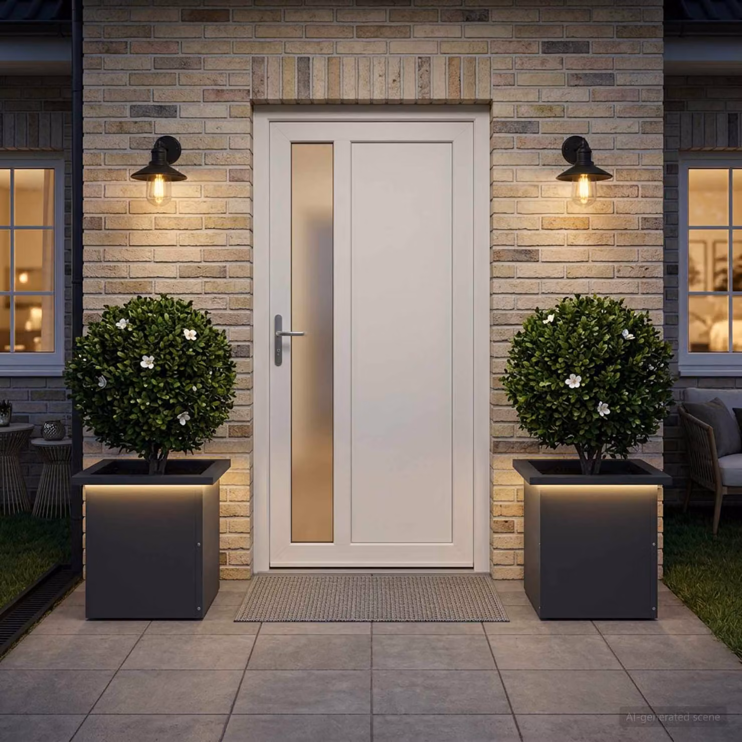 Set di 2 fioriere da giardino con LED vidaXL in metallo, colore antracite, L/P/H: 30 x 30 x 30 cm