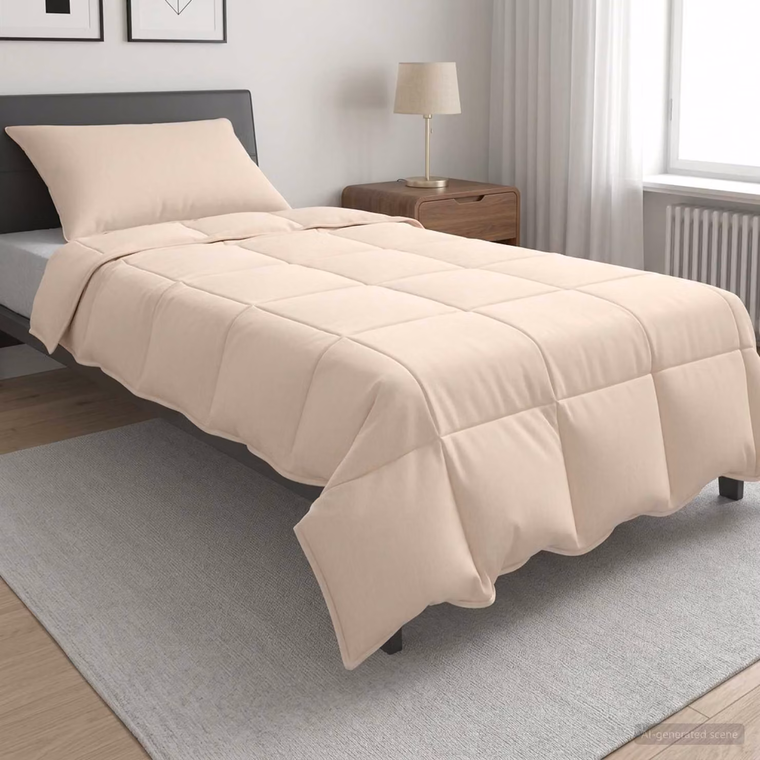 Set di 2 piumoni invernali vidaXL in kapok e cotone, beige, L 140 x P 200 cm, 350 gsm