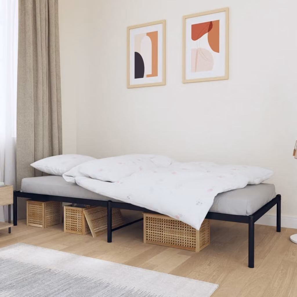 The Living Store Struttura letto in metallo nero 100x190 cm