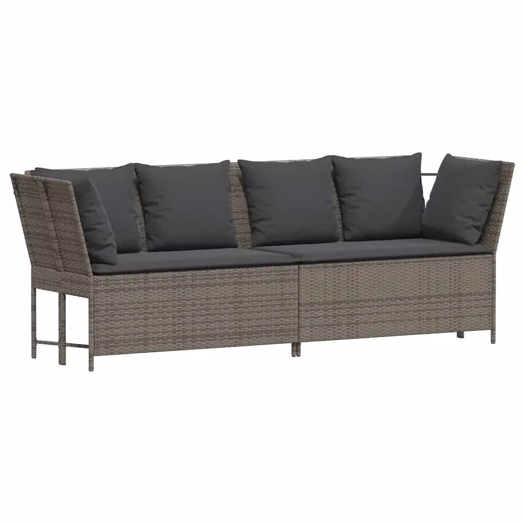 Divano da giardino moderno vidaXL in rattan e metallo con cuscini imbottiti grigi e coperture rimovibili – 2