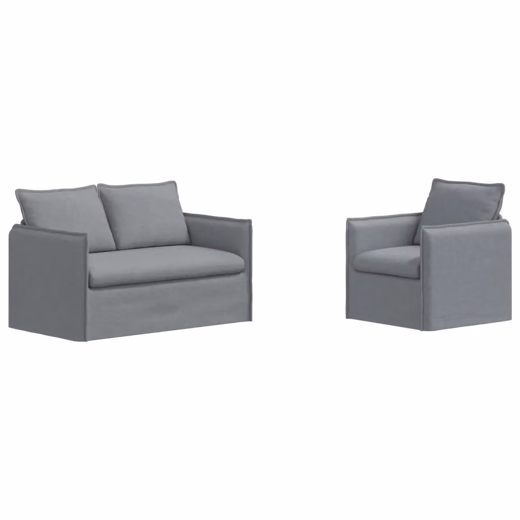 Set di 2 divani moderni vidaXL in tessuto grigio con coperture rimovibili – 2