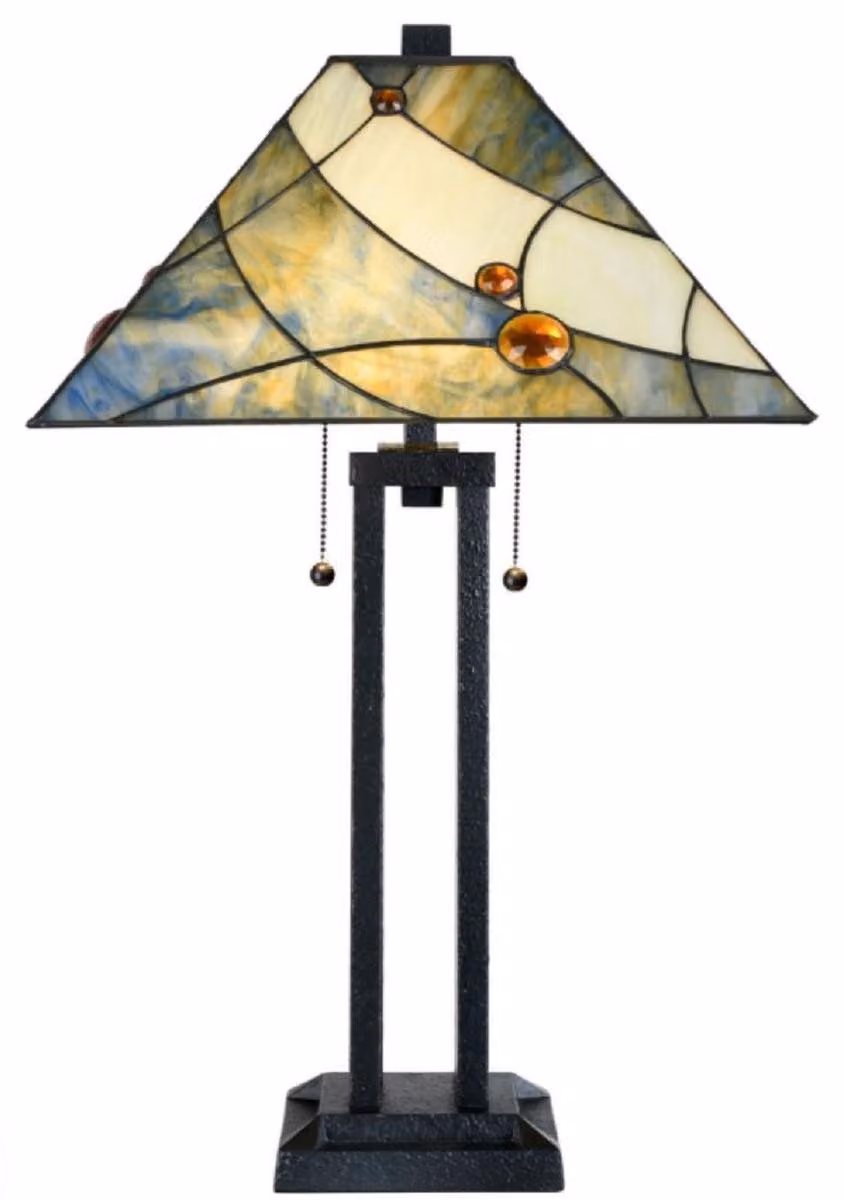 Casa Padrino lampada da tavolo Tiffany multicolore / nero 45 x 45 x h. 75 cm - Lampada da tavolo