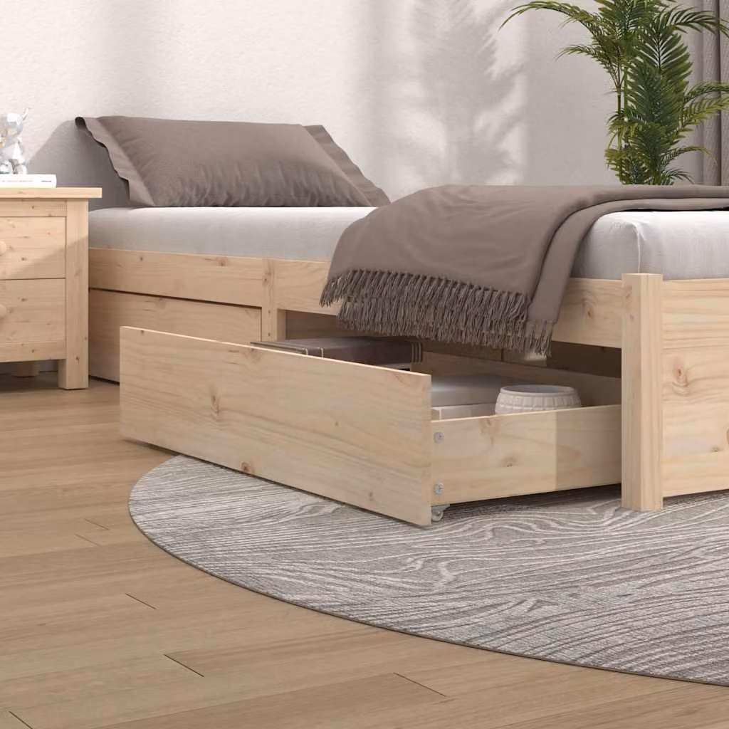 Set di 4 cassettoni da letto vidaXL in legno massello di pino, colore marrone e beige