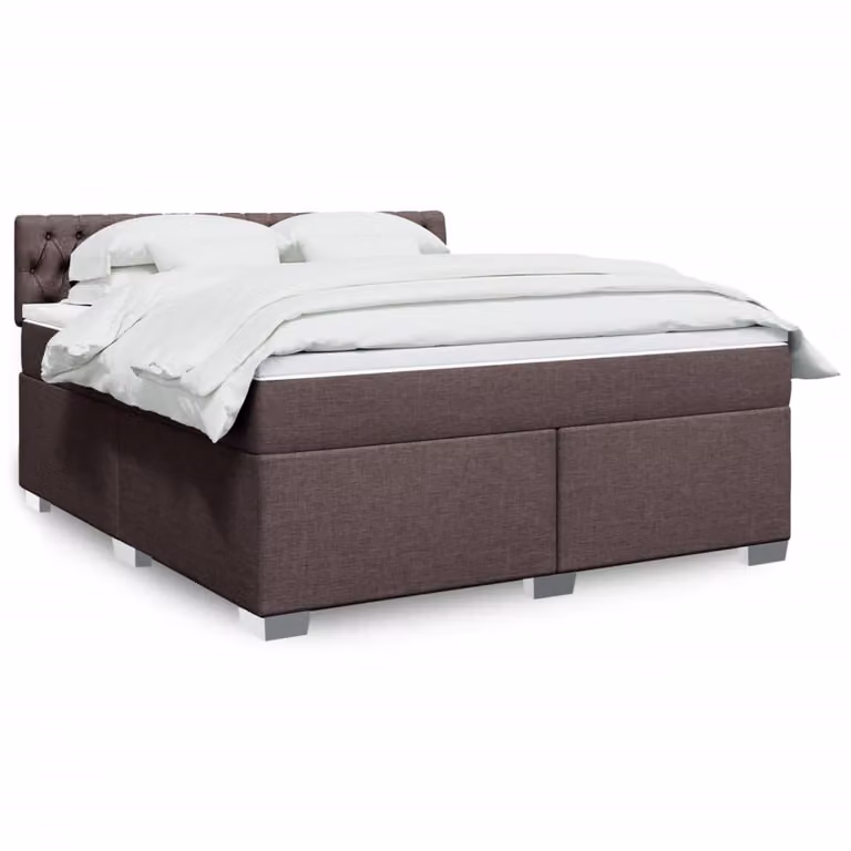 vidaXL Giroletto a Molle con Materasso Ibrido in Tessuto Marrone e Bianco L/P/H: 180 x 200 cm
