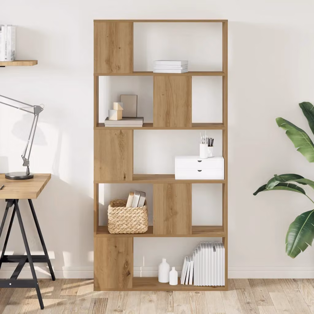 Libreria vidaXL a 5 Piani in Rovere Artigianale, Colore Marrone, L 80,5 cm x P 23,5 cm x H 162,5 cm