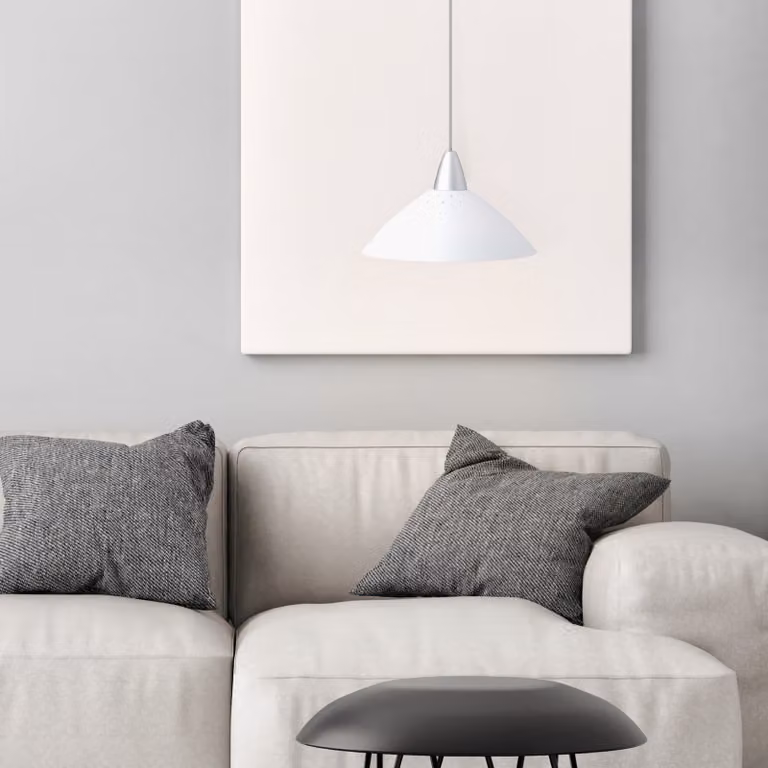 Lampada a sospensione Brilliant Design Logo In bianco, 1 lampadina, Ø35cm