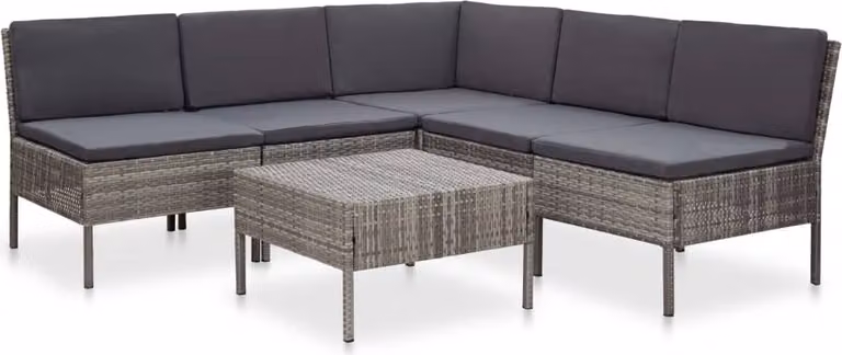 Maison Exclusive - Set da giardino composto da 6 pezzi con cuscini, in rattan sintetico grigio
