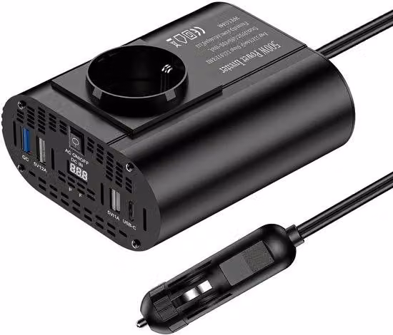 Inverter 300W - 12V a 230V con USB e display LCD - Efficiente dal punto di vista energetico - Versatile e adatto a diverse applicazioni - Ideale per l'uso in auto - Convertitore da 12V a 230V - Soluzione efficiente per applicazioni automobilistiche.