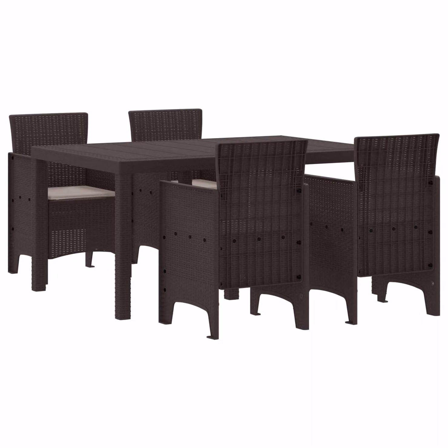 Set da pranzo per giardino e terrazzo vidaXL in 5 pezzi in rattan marrone
