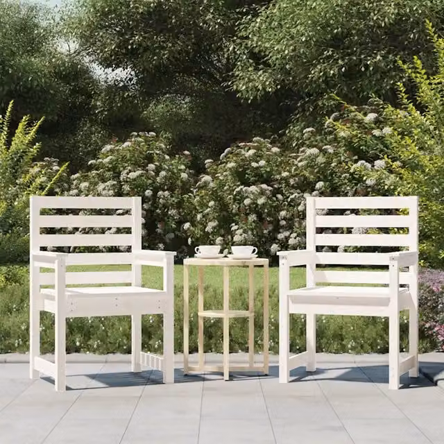Set di 2 sedie da giardino vidaXL in legno di pino bianco laccato con braccioli L: 60 cm, P: 48 cm, H: 91 cm – 1