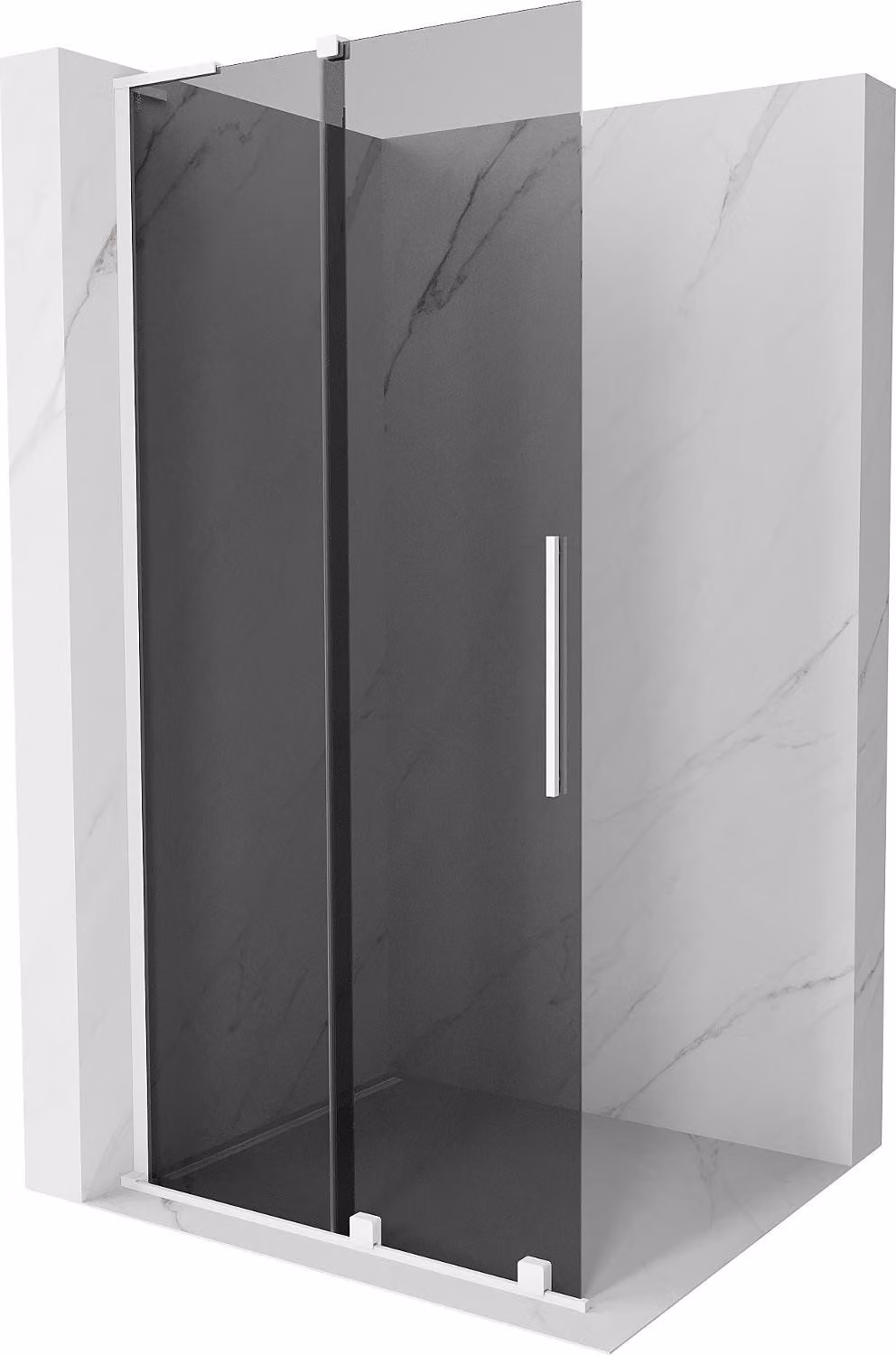 Mexen Velar L parete doccia scorrevole Walk-in 120 x 200 cm, grafite 8 mm, bianca - 871-120-003-43-20