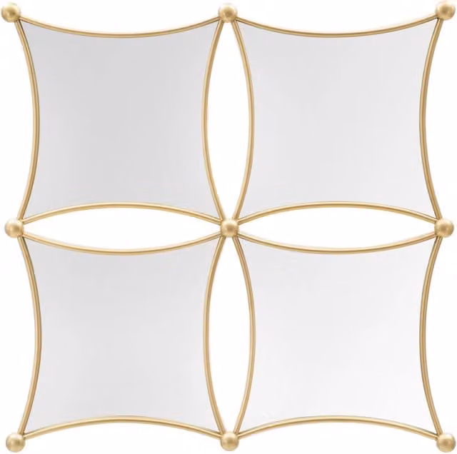Specchio da parete Jalo Vikasa Home con composizione multispecchio in ferro dorato e vetro