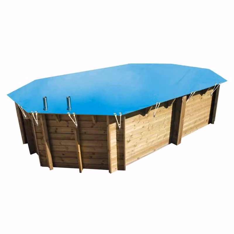 Copertura invernale per piscina Ubbink Northwood ottagonale allungata blu in PVC con acciaio inossidabile L: 4,90 m x P: 3,55 m per piscina 8,20 x 4,00 m – 2
