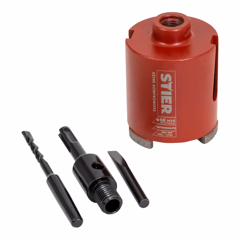 STIER Set di frese per scatole elettriche M16 SDS, 68 mm, per prese elettriche e scatole di derivazione, elevata durata, di perforazione, punta per scatole elettriche