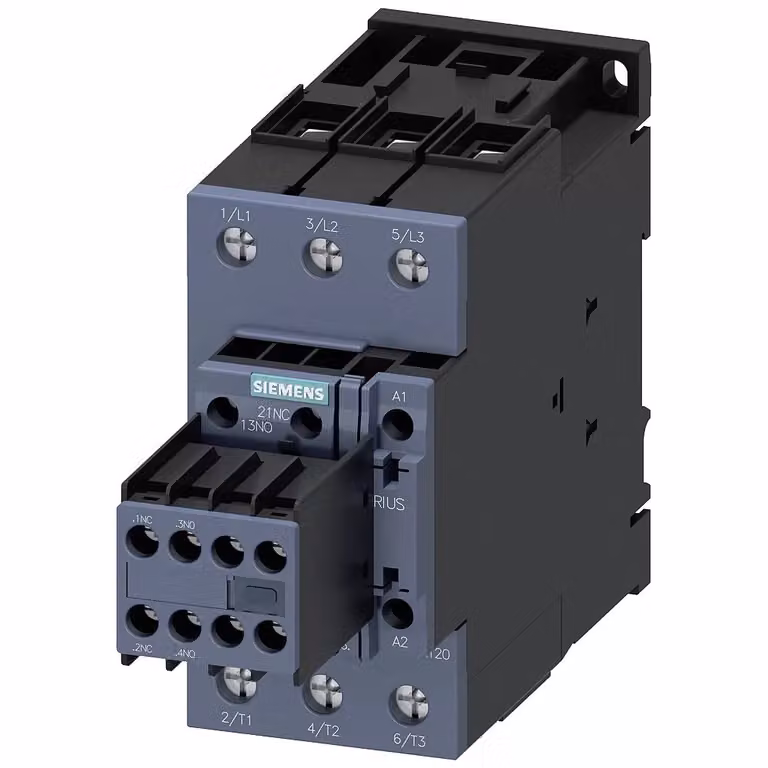 Contattore Siemens, AC-3e, 50 A/22 kW/400 V, a 3 poli, 24 V CA, 50/60 Hz, 2S+2Ö, morsettatura a vite... 3RT20361AC24