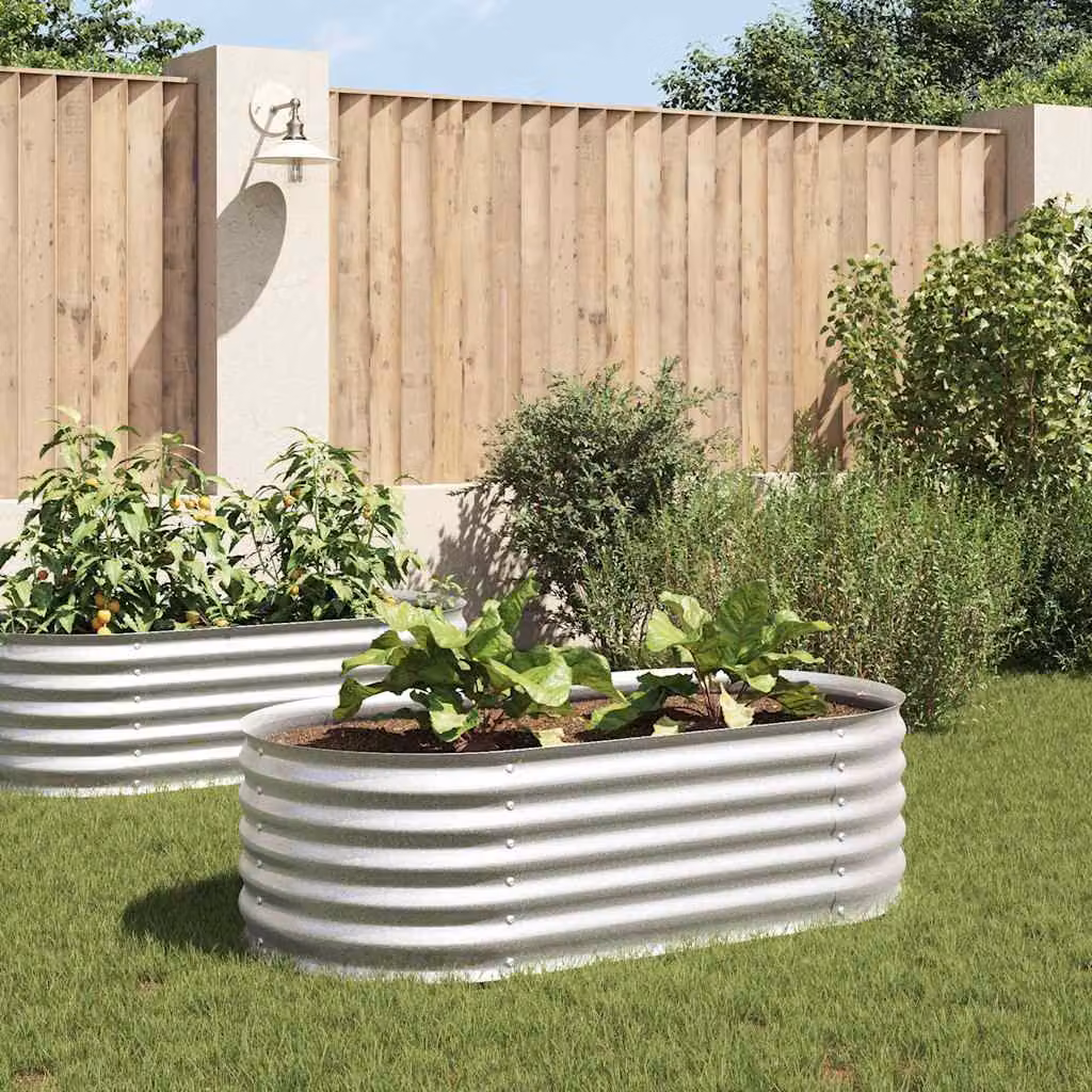Letto rialzato da giardino vidaXL in acciaio zincato argento L: 160 cm, P: 80 cm, H: 44 cm