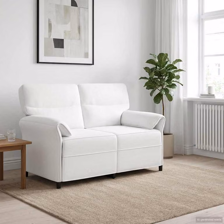 Divano moderno vidaXL con rivestimento in tessuto e similpelle, struttura in metallo e imbottitura in schiuma, disponibile in bianco o nero
