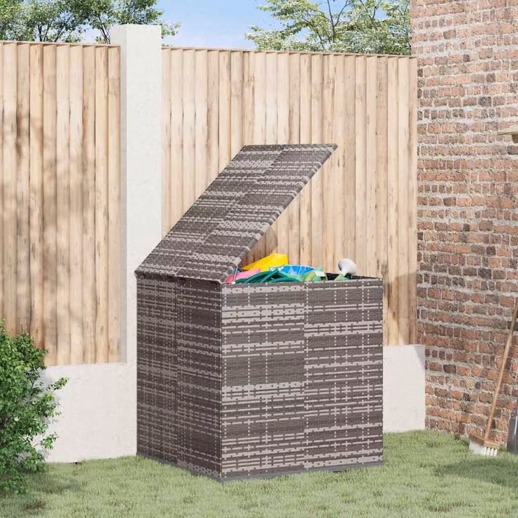 Contenitore da giardino vidaXL in rattan PE e metallo, Grigio, L 100 cm x P 97,5 cm x H 104 cm