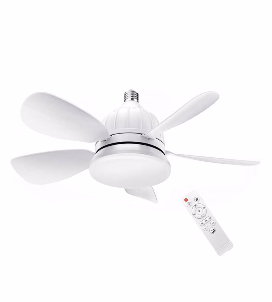Ventilatore da soffitto 12W con luce LED e telecomando - Bianco - 45,8 cm