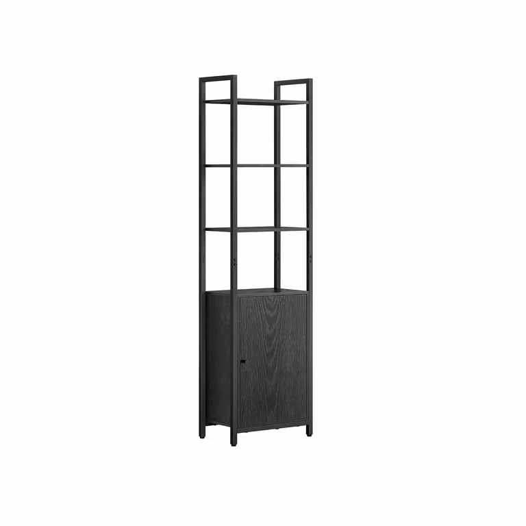 Libreria Scaffale a 6 Ripiani, Nero Ebano + Nero Inchiostro / 24 x 40 x 159,5 cm