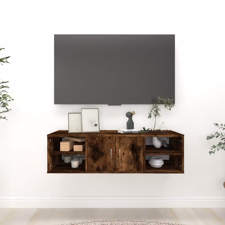 vidaXL Mensola a Muro in Legno Rovere Fumo, L 102 x P 30 x H 29 cm