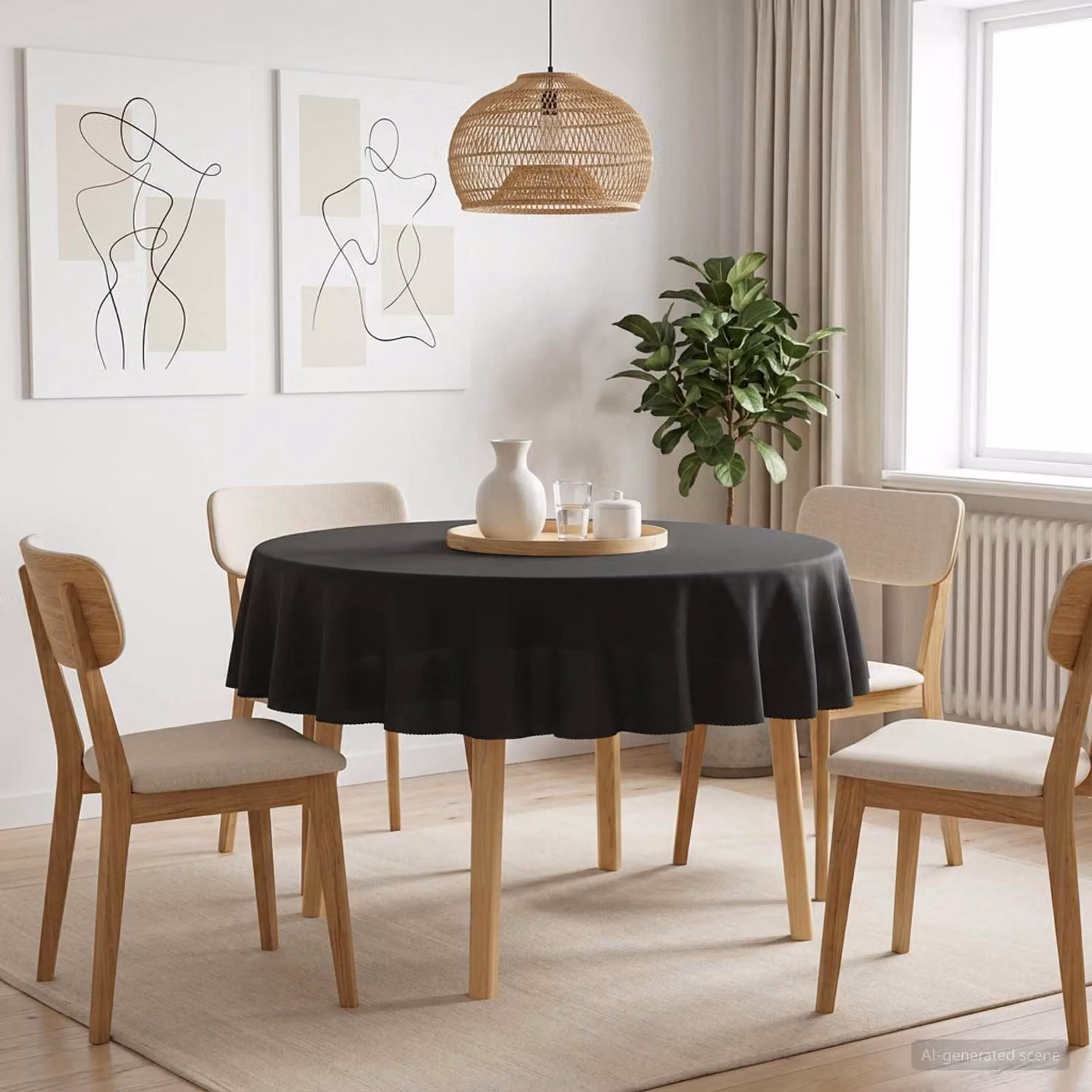Tovaglia Rotonda vidaXL in Poliestere Grigio Scuro, Idrorepellente e Lavabile in Lavatrice, Ø 140 cm