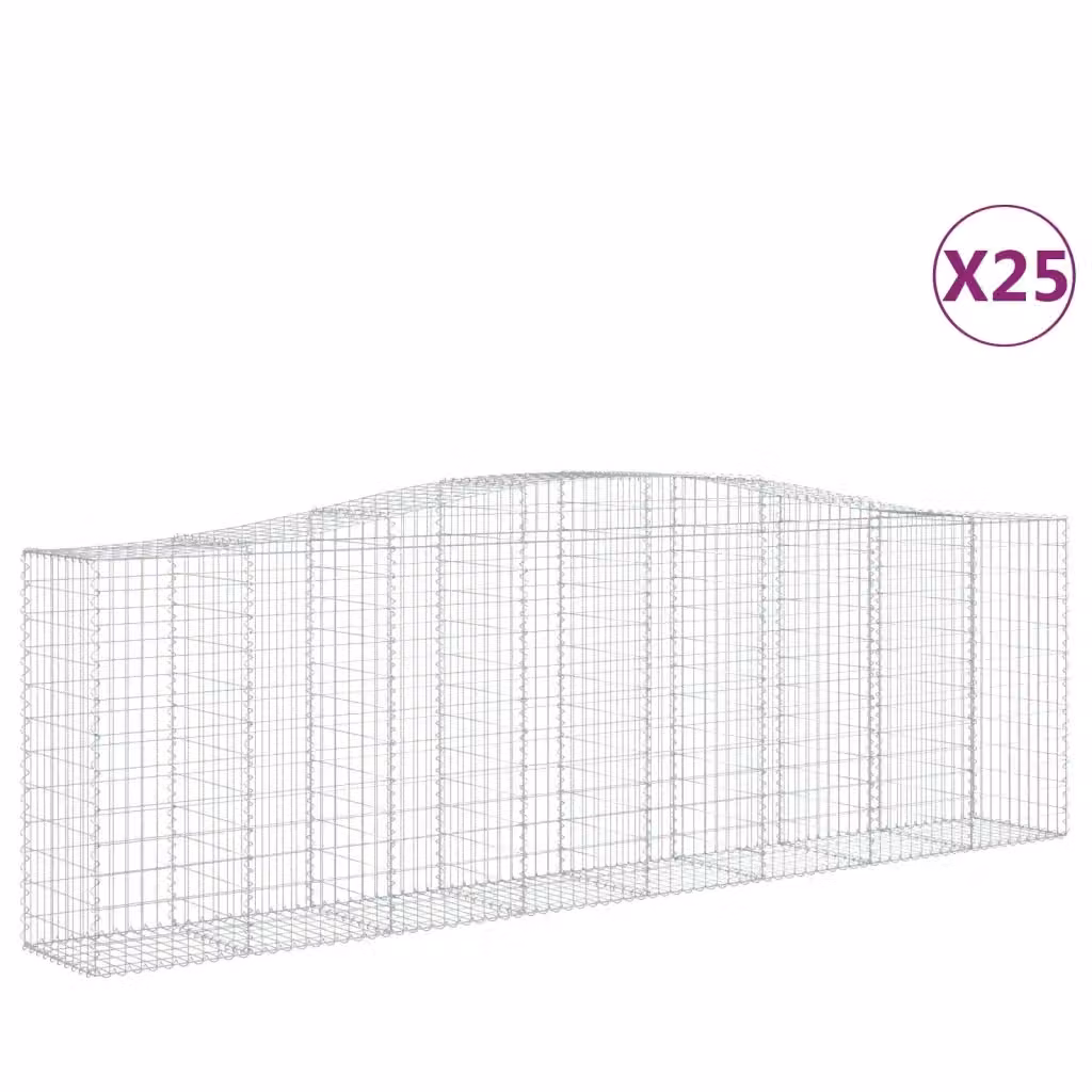 Set di 25 Cesti Gabbioni ad Arco vidaXL in Acciaio Zincato Argento L: 400 cm, P: 50 cm, H: 120/140 cm – 2