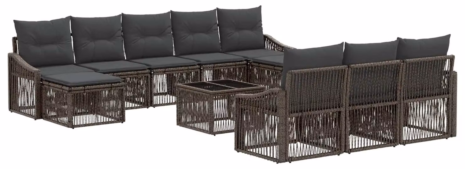 Set Divano da Giardino 11 pcs Grigio polyrattan