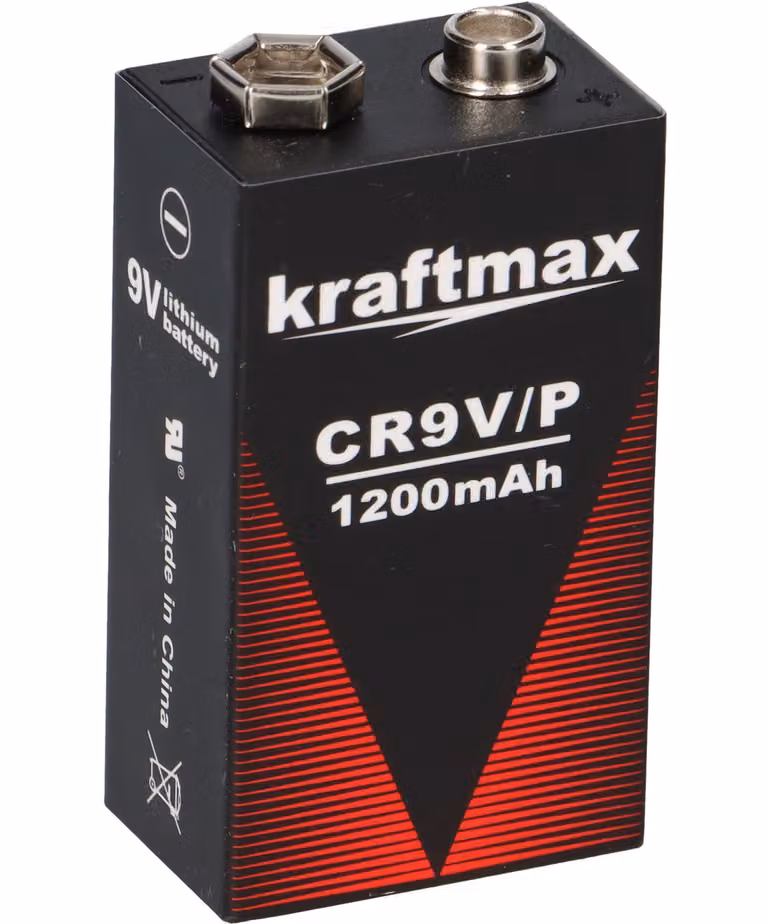 Batterie Kraftmax al litio da 9V ad alte prestazioni per rilevatori di fumo e allarmi antincendio - 10 anni di durata della batteria