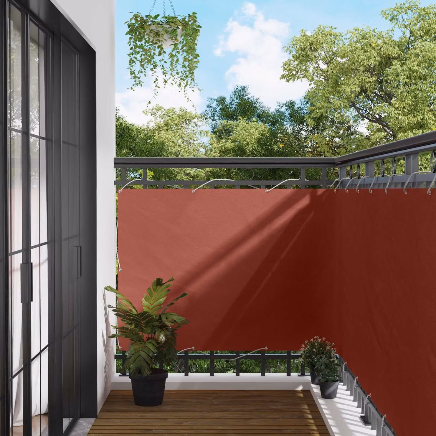 Schermo da balcone rettangolare vidaXL in tessuto Oxford color terracotta L: 300 cm, H: 110 cm