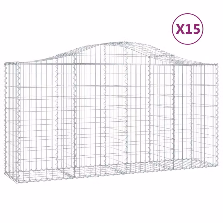 Cesti Gabbioni ad Arco 15 pz 200x50x100/120 cm Ferro Zincato