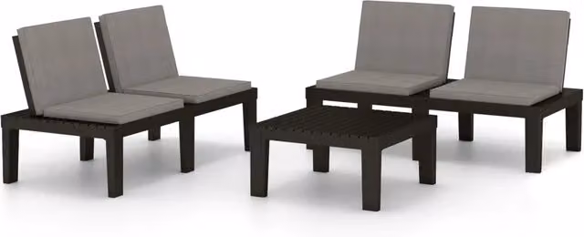 Set Divani da Giardino con Cuscini 3 pz | Set Salotto da Giardino in Plastica Grigio