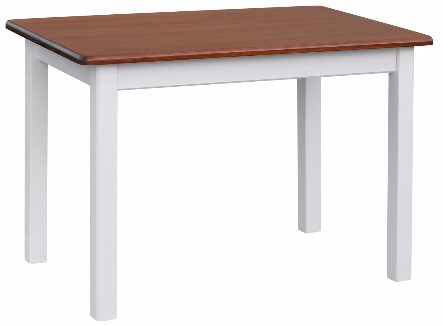 Tavolo bianco in legno di pino massiccio con piano di colore Calvados 130 x 70 cm