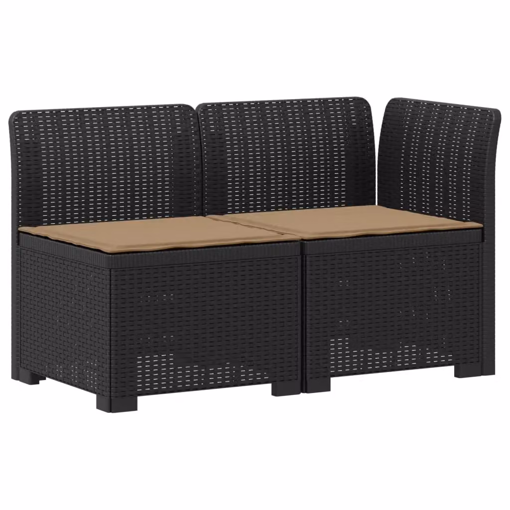 Divano da giardino a 2 posti vidaXL in rattan sintetico con cuscini imbottiti antracite e nero – 2