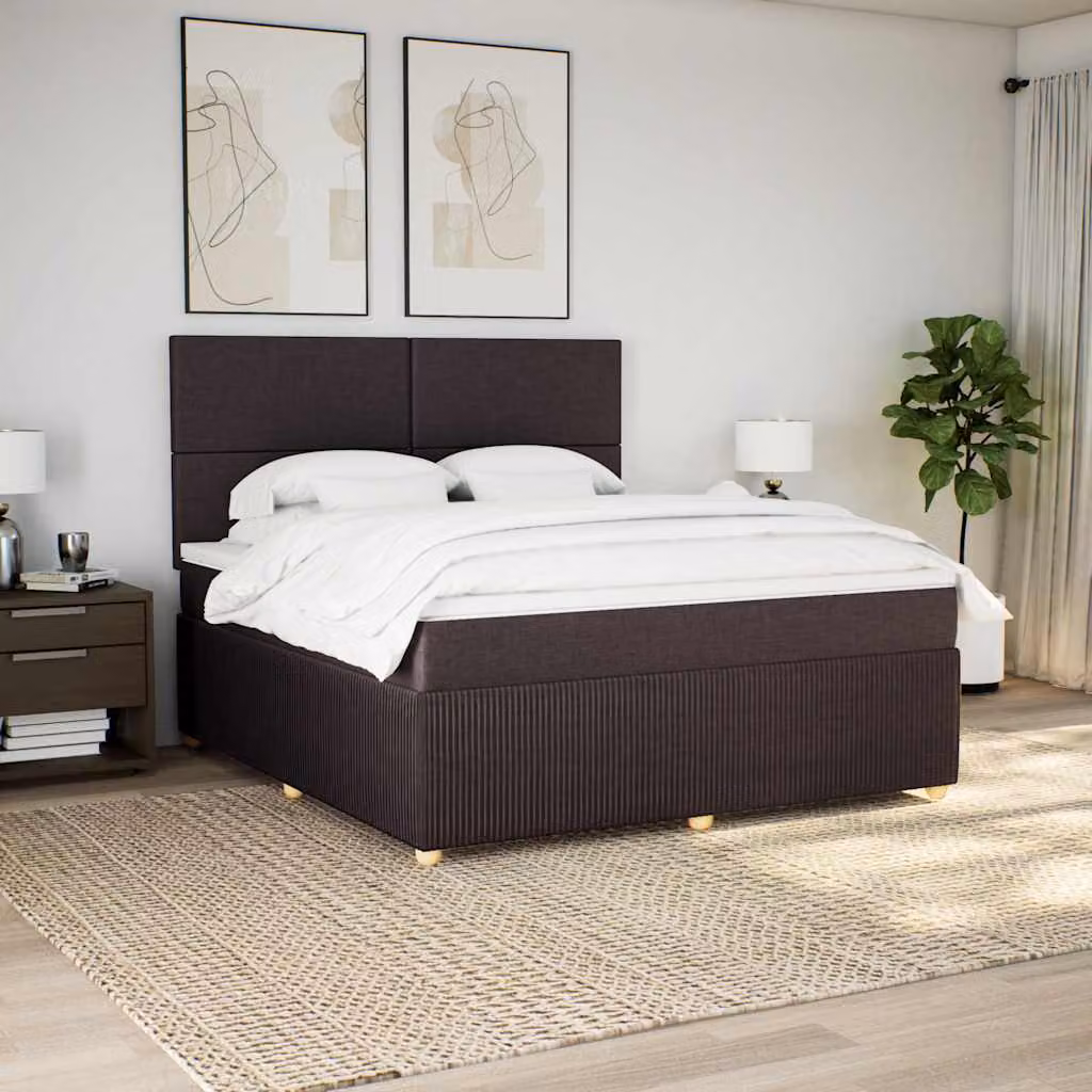 vidaXL Letto Ibrido con Materasso e Struttura Imbottita Marrone e Bianco L: 180 cm, P: 200 cm