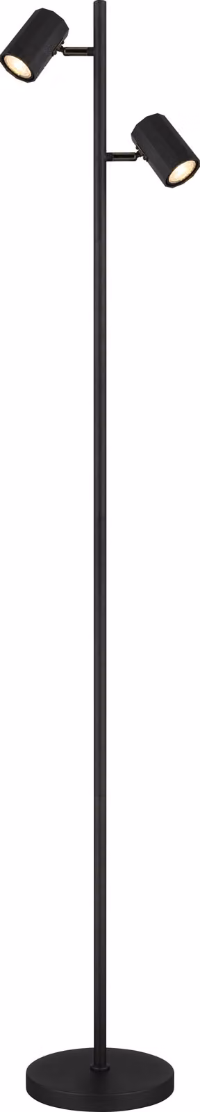 Lampada da terra Globo Lighting in metallo nero opaco, 2x GU10 LED