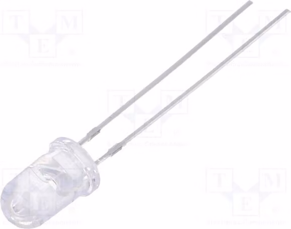 2 LED, angolo di emissione 15°, corrente di funzionamento 30mA, colore rosso, dimensioni 5mm, intensità luminosa 22000÷25000 mcd, flusso luminoso 3,5÷4,5 lm, tensione di funzionamento 1,8÷2,6V, modello OS5RKP5111A. Diodi LED