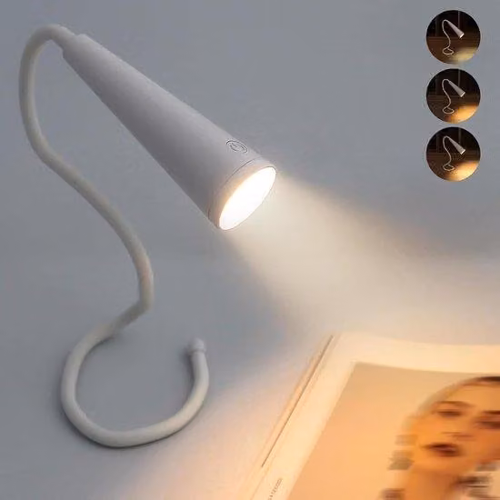 Lampada a LED da 1200 mAh - Flessibile, ricaricabile, 3 colori, regolazione della luminosità - Ideale per il letto, il lavoro a maglia, il campeggio e le riparazioni