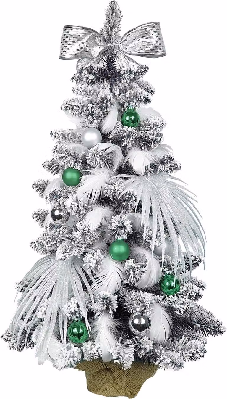 Albero di Natale artificiale decorato VERDE POLARE 60 cm con illuminazione a LED IN VASO