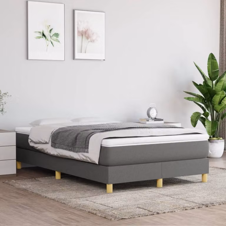 The Living Store Box spring bed grigio scuro 120x200 cm tessuto