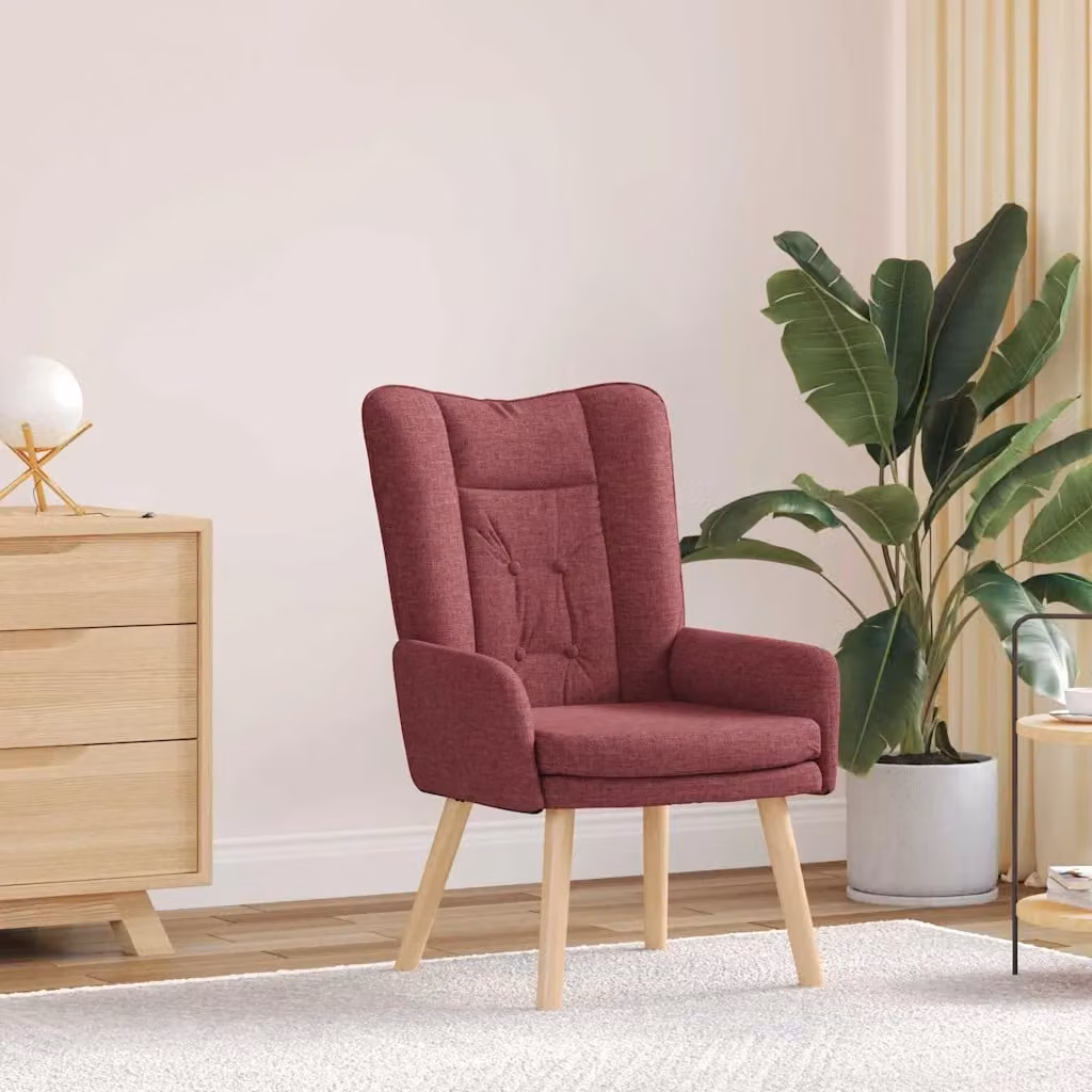 Poltrona relax moderna vidaXL in tessuto rosso con struttura in legno e compensato, L: 63 cm, P: 67 cm, H: 94 cm