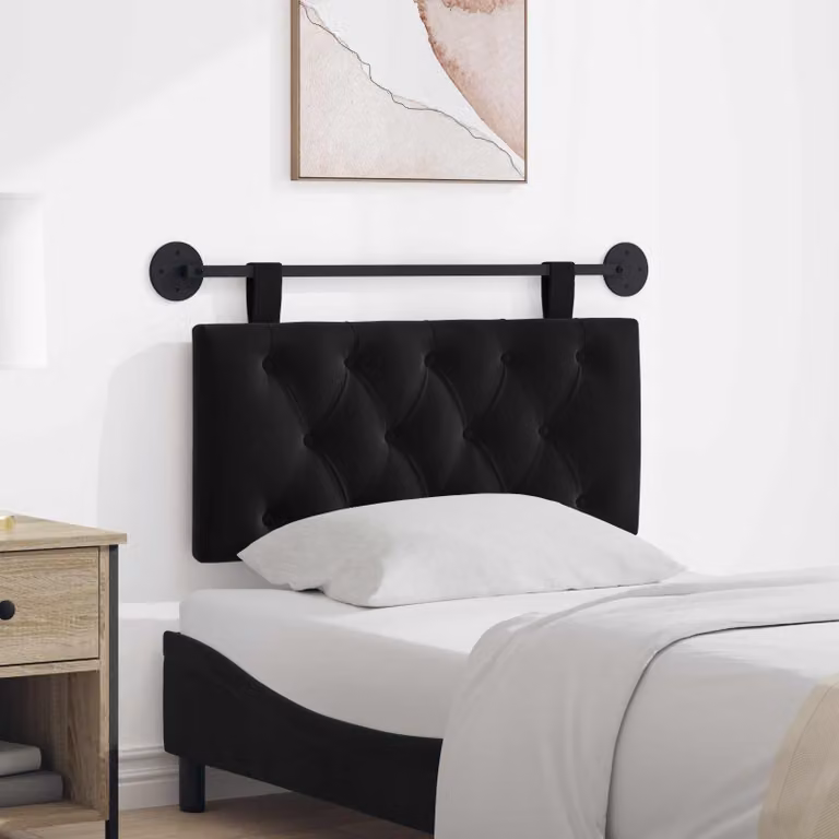 Testiera per letto sospesa vidaXL in velluto nero con illuminazione integrata