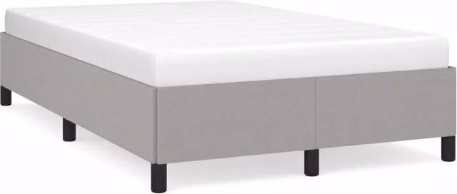Letto matrimoniale moderno in tessuto grigio con doghe in legno L/P: 120 x 200 cm