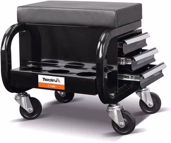 Sedia da ufficio - Sedia da montaggio - Sedia da officina - Struttura in acciaio - 120 kg - Nero