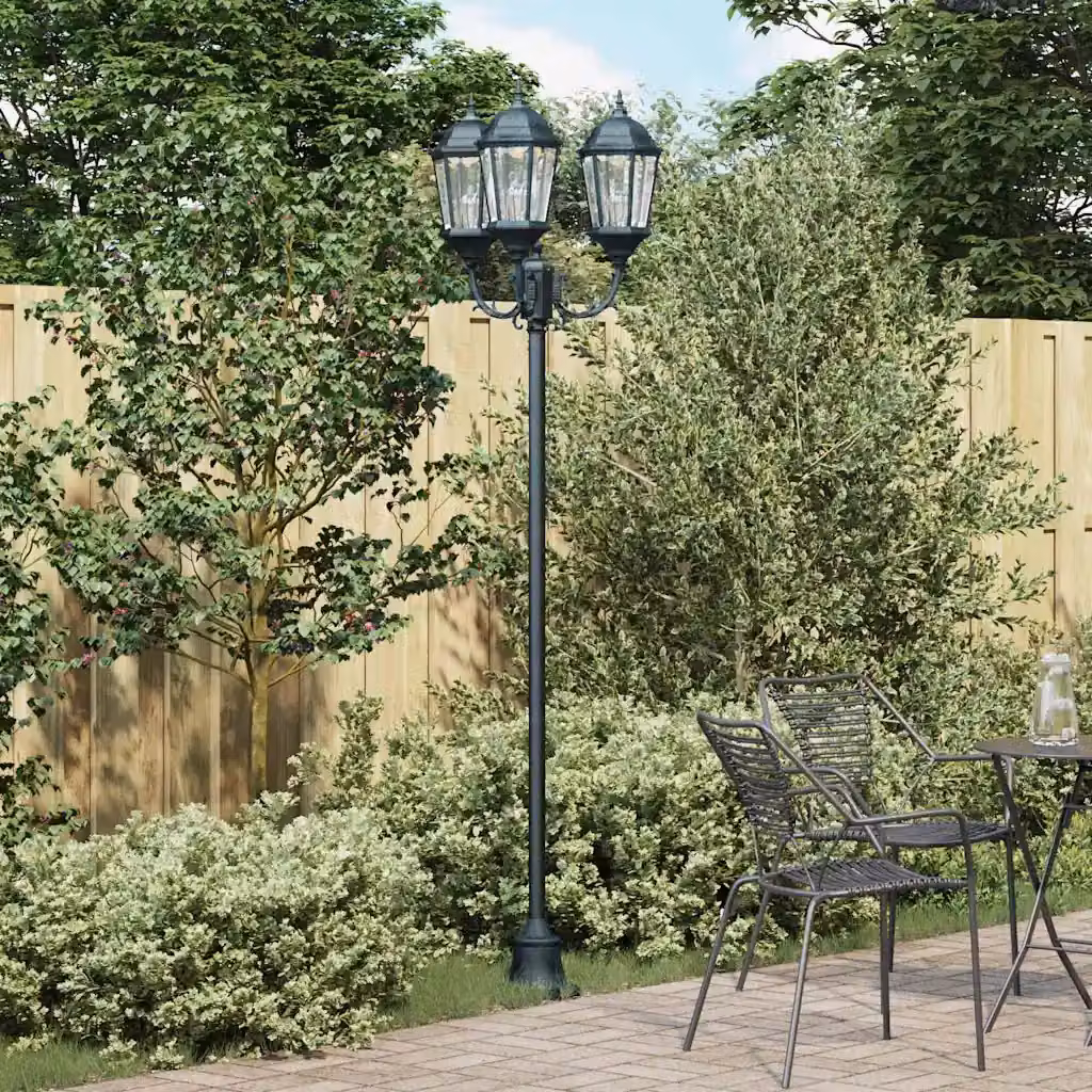 Luce da giardino vidaXL in alluminio e vetro, verde e nera, H 241 x L 57 x P 49 cm